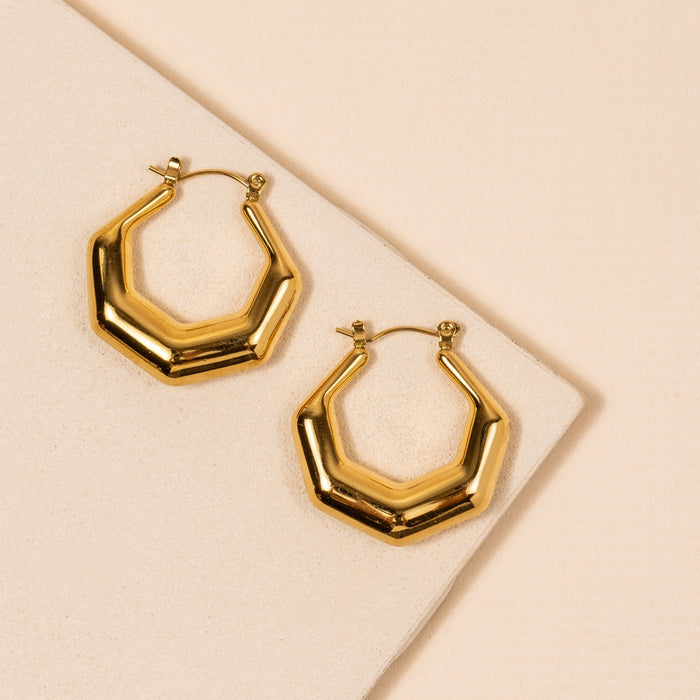 Hollow 18K Gold Plated Stainless Steel Earrings