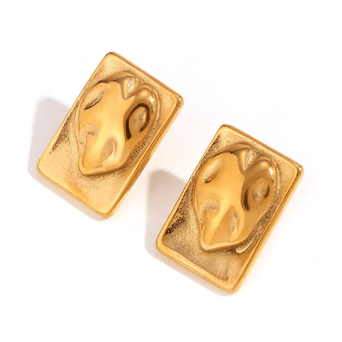 Organic Pattern 18K Gold Plated Stainless Steel Post Earrings