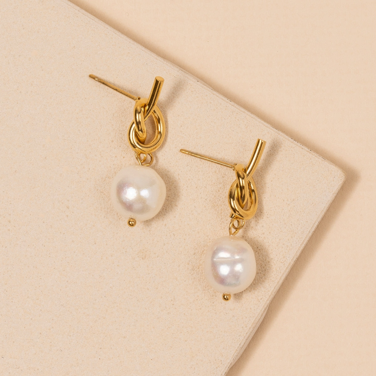 Pearl 18K Gold Plated Stainless Steel Earrings