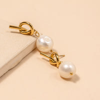 Pearl 18K Gold Plated Stainless Steel Earrings