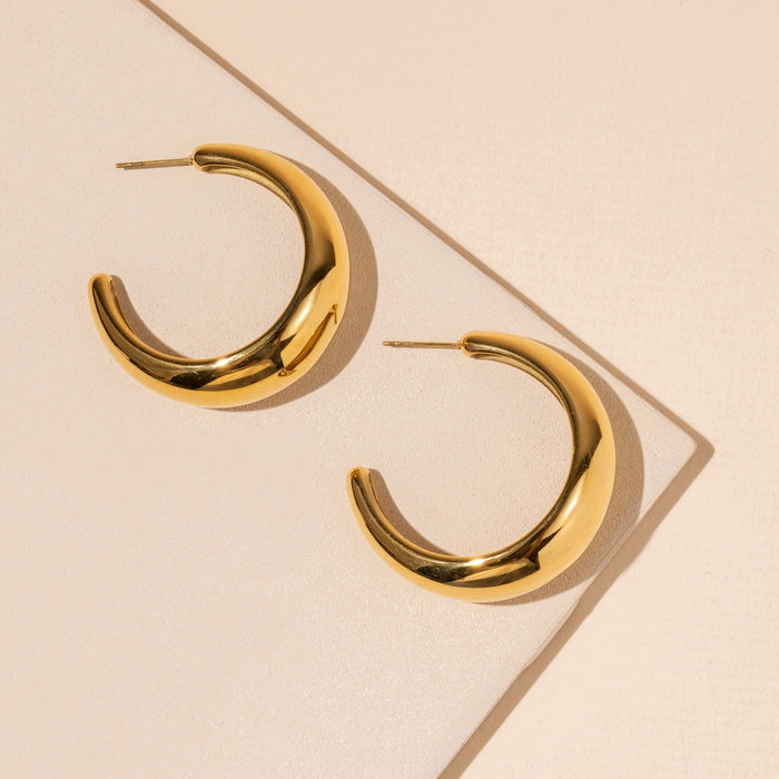 Shiny Hollow 18K Gold Plated Stainless Steel Earrings