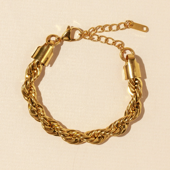 Twisted Rope 18K Gold Plated Stainless Steel Bracelet