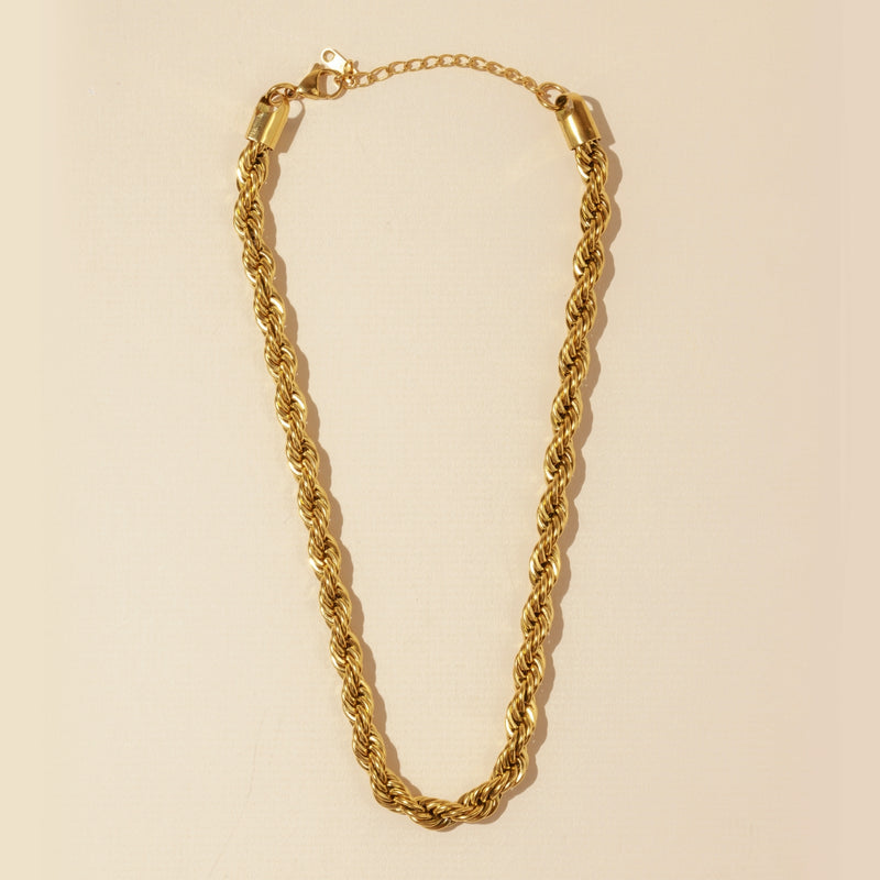 Twisted Rope 18K Gold Plated Stainless Steel Necklace