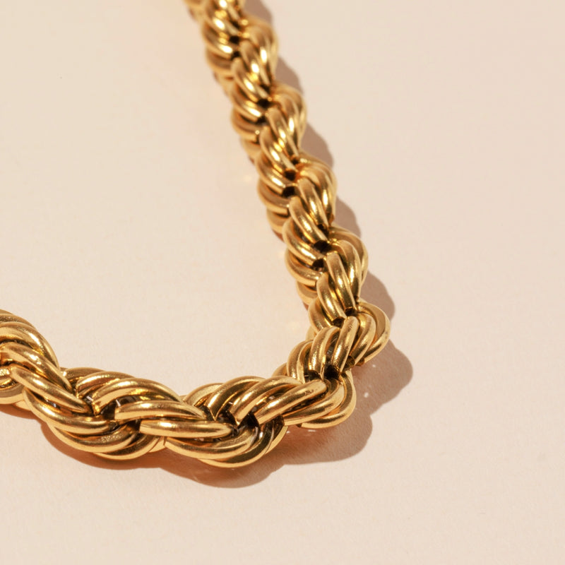 Twisted Rope 18K Gold Plated Stainless Steel Necklace