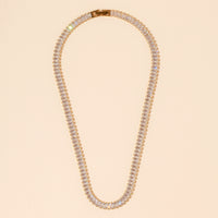 Clear Crystal 18K Gold Plated Stainless Steel Necklace