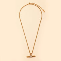 18K Gold Plated Stainless Steel Bar Pendant Necklace