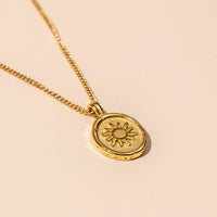 18K Gold Plated Stainless Steel Sun Pendant Necklace