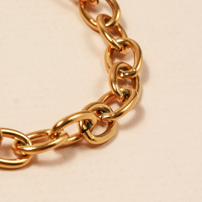 Simple Basic Chain Bracelet 18K Gold Plated Stainless Steel