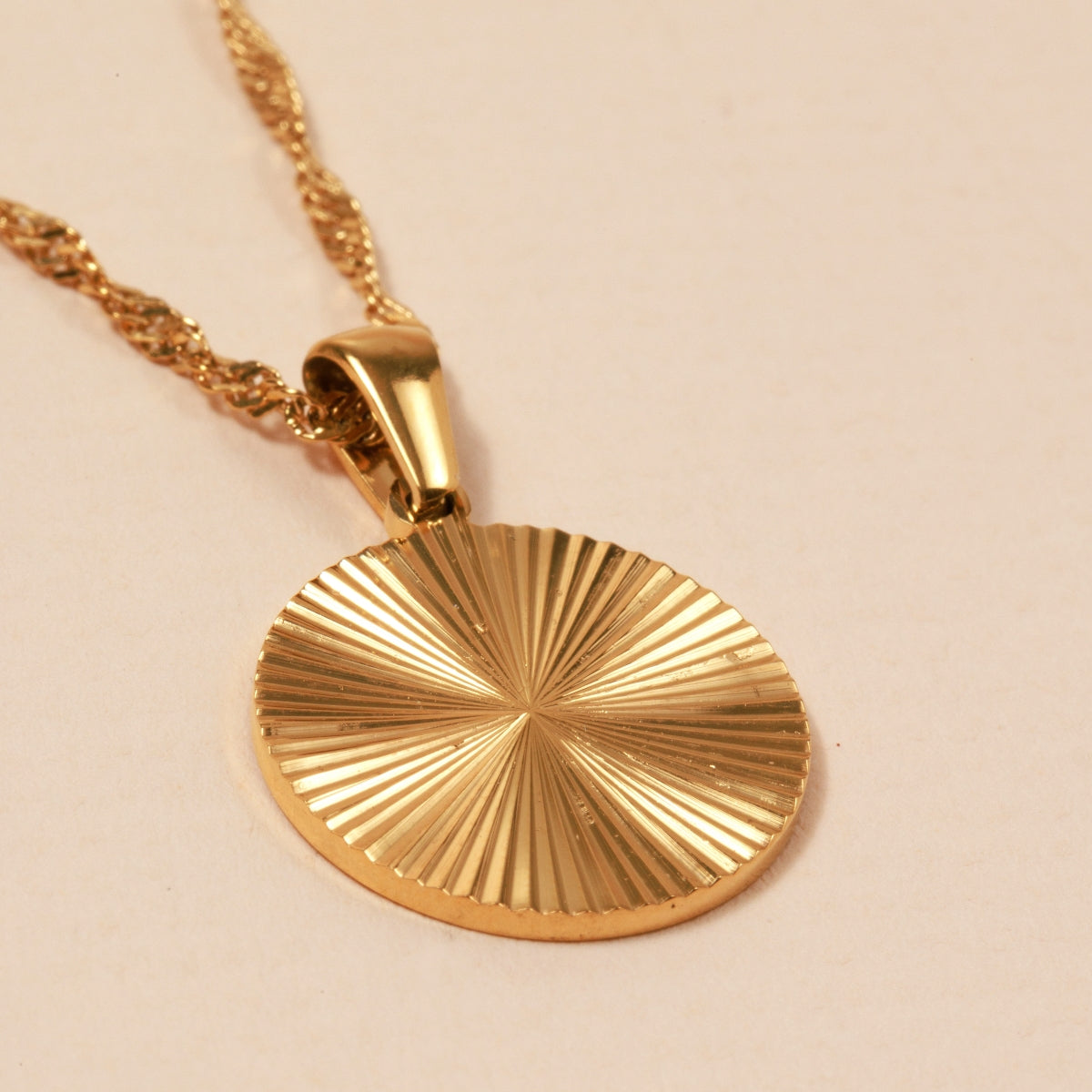 Sunburst 18K Gold Plated Stainless Steel Necklace