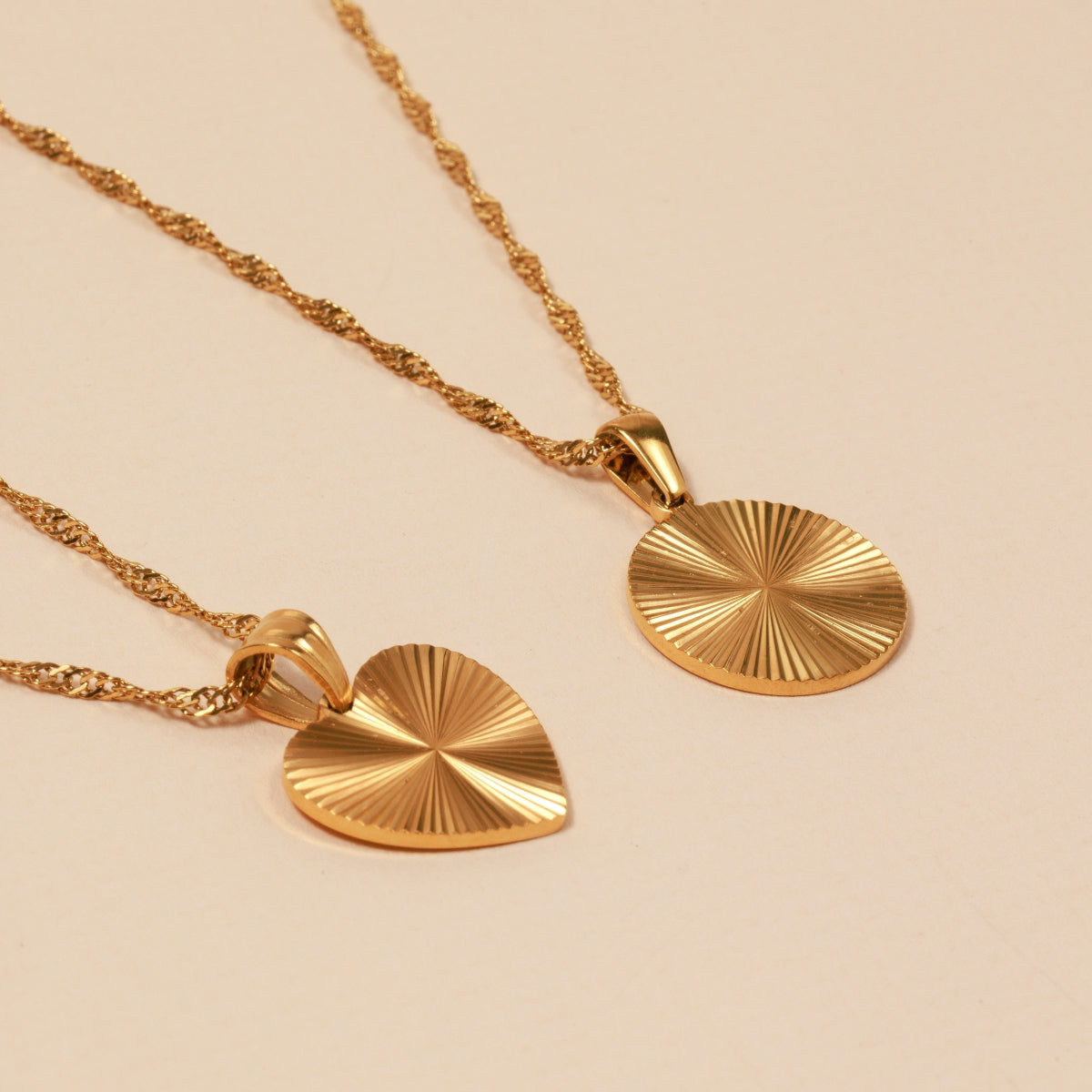 Sunburst 18K Gold Plated Stainless Steel Necklace