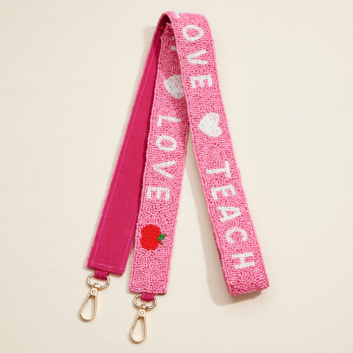 Beaded LOVE TEACH Bag Strap – Teacher Purse & Tote Strap with Embroidery