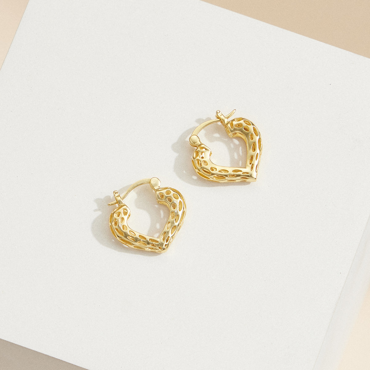 Openwork Heart Hoop Earrings – 18K Gold-Dipped, Bold & Unique