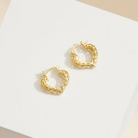 Openwork Heart Hoop Earrings – 18K Gold-Dipped, Bold & Unique