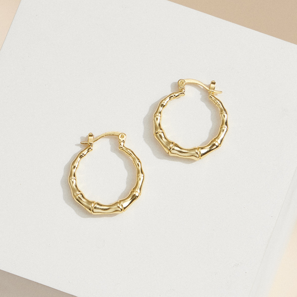 Gold Bamboo Hoop Earrings – 18K Gold-Dipped, Nature-Inspired & Chic