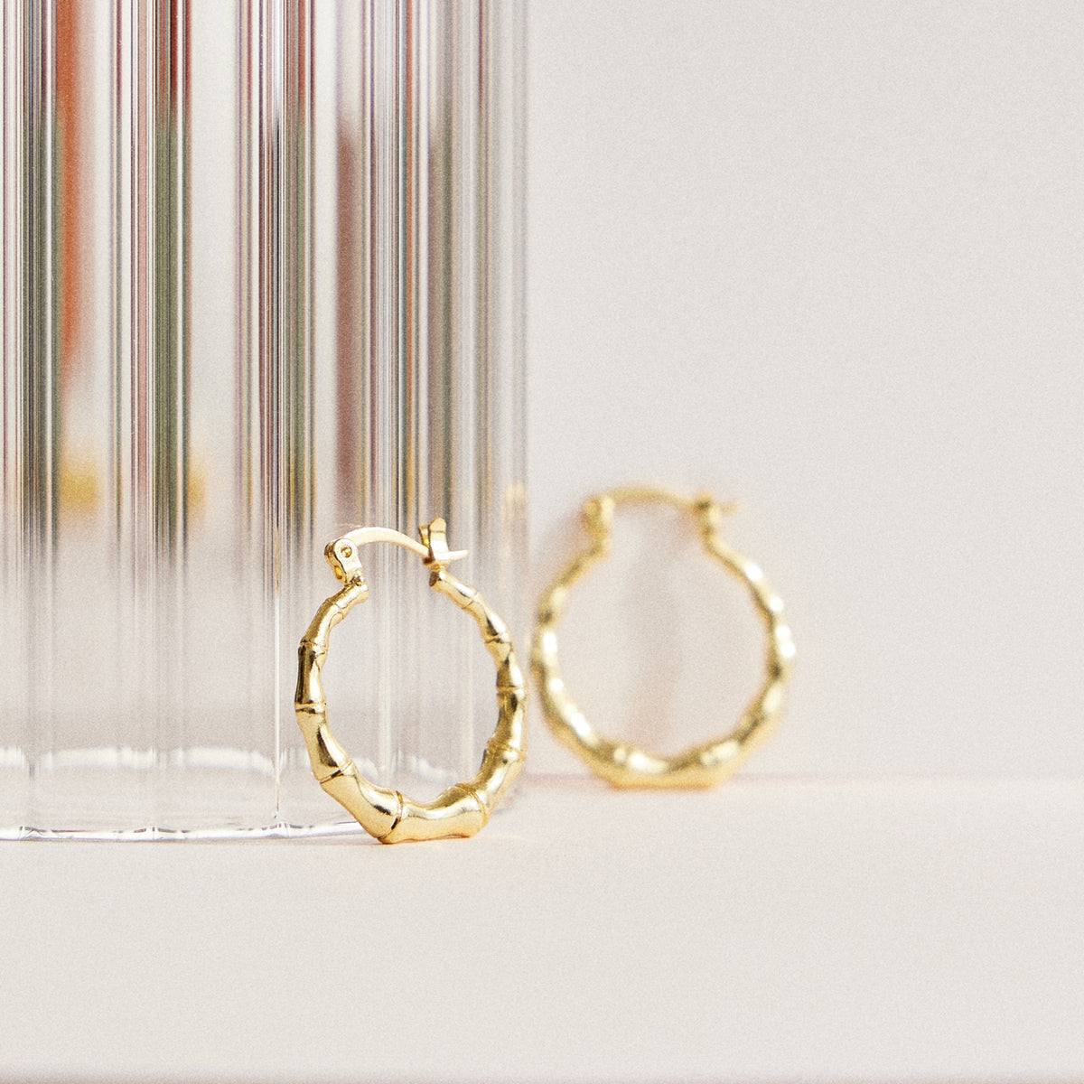 Gold Bamboo Hoop Earrings – 18K Gold-Dipped, Nature-Inspired & Chic