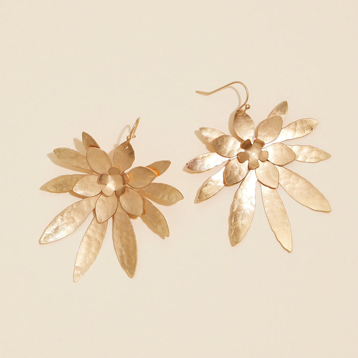 Tropical Flower Metal Dangling Earrings