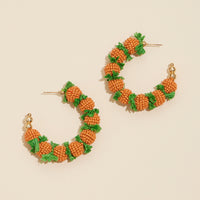 Sea Life Seed Beaded Open Hoop Earrings