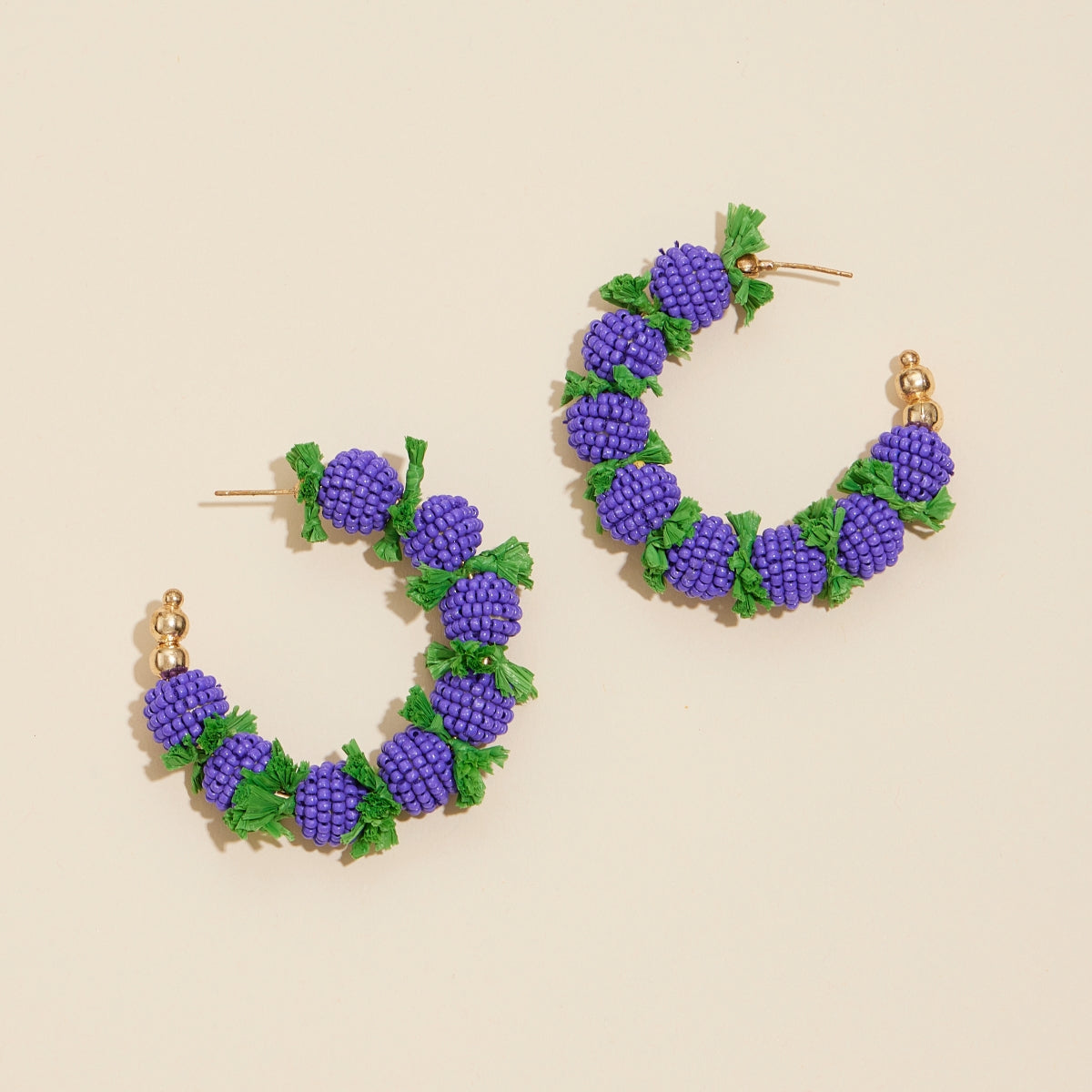 Sea Life Seed Beaded Open Hoop Earrings