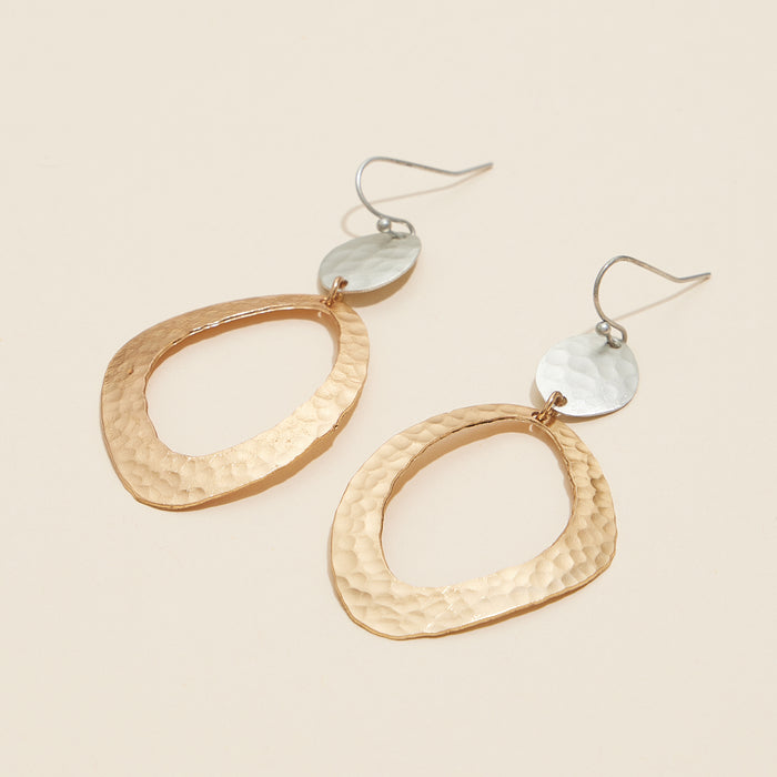 Organic Shape Hammered Metal Earrings