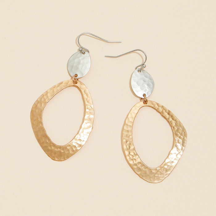 Organic Shape Hammered Metal Earrings