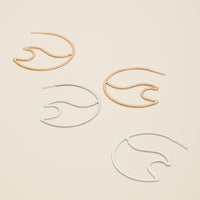 Sea Waves Metal Open Hoop Earrings