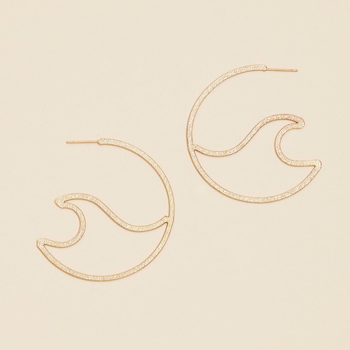 Sea Waves Metal Open Hoop Earrings