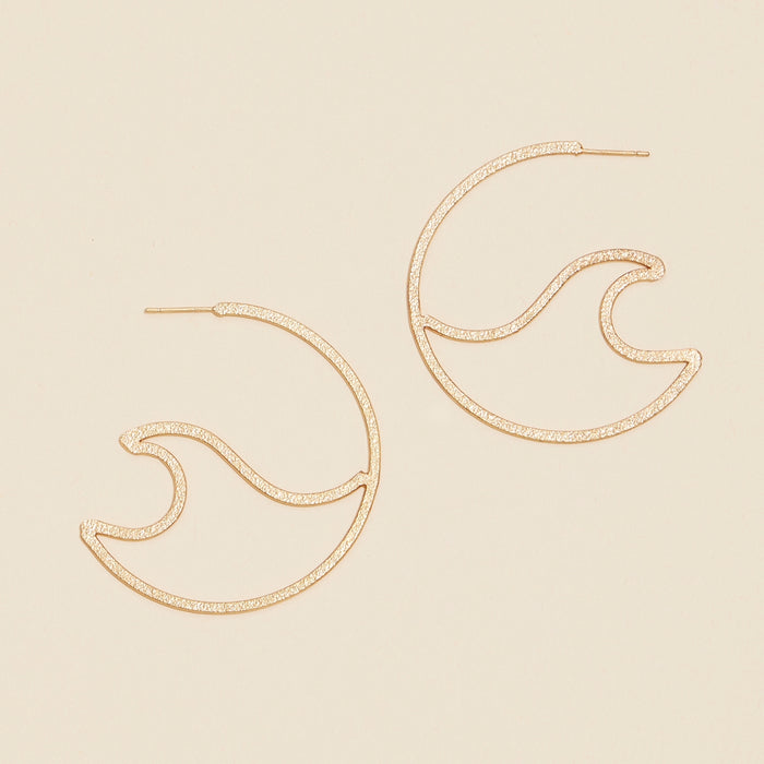 Sea Waves Metal Open Hoop Earrings