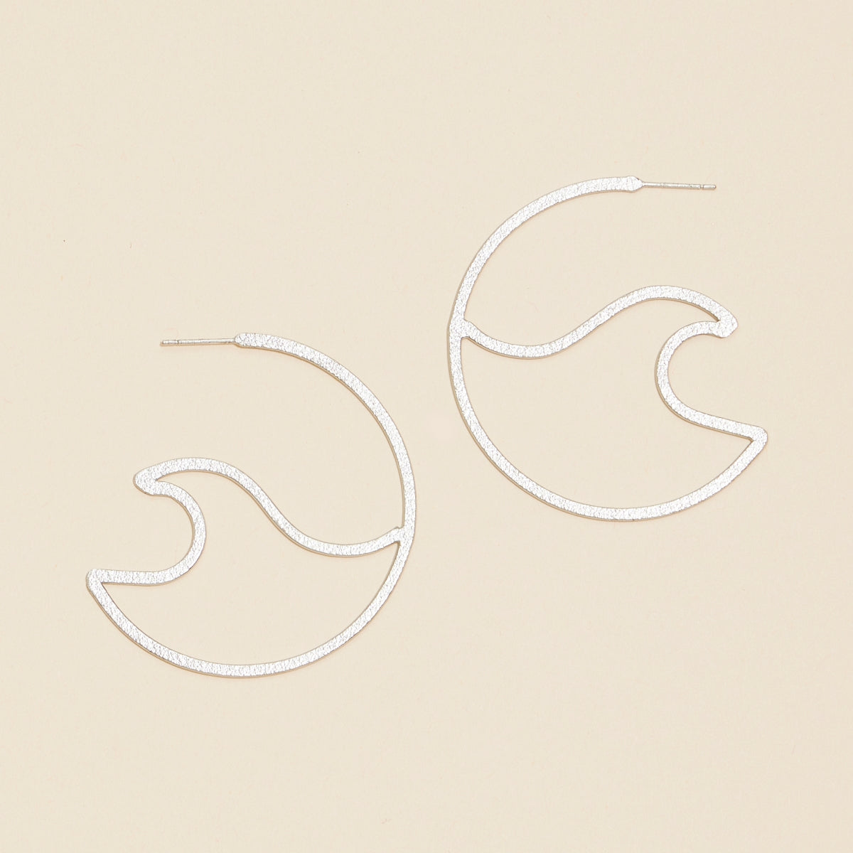 Sea Waves Metal Open Hoop Earrings