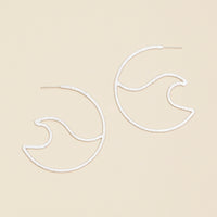 Sea Waves Metal Open Hoop Earrings