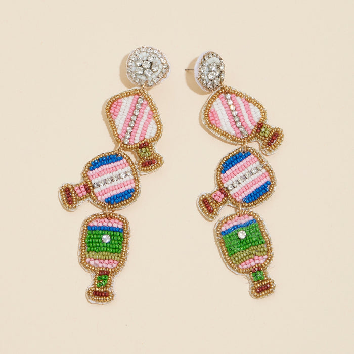 Sports Rocket Seed Beaded Dangling Earrings