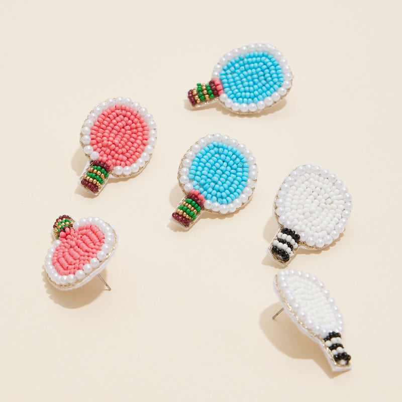 Table Tennis Rocket Seed Beaded Earrings