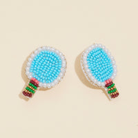 Table Tennis Rocket Seed Beaded Earrings