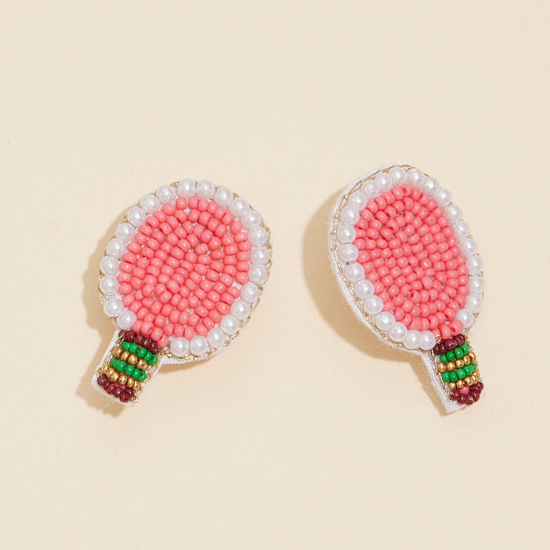 Table Tennis Rocket Seed Beaded Earrings