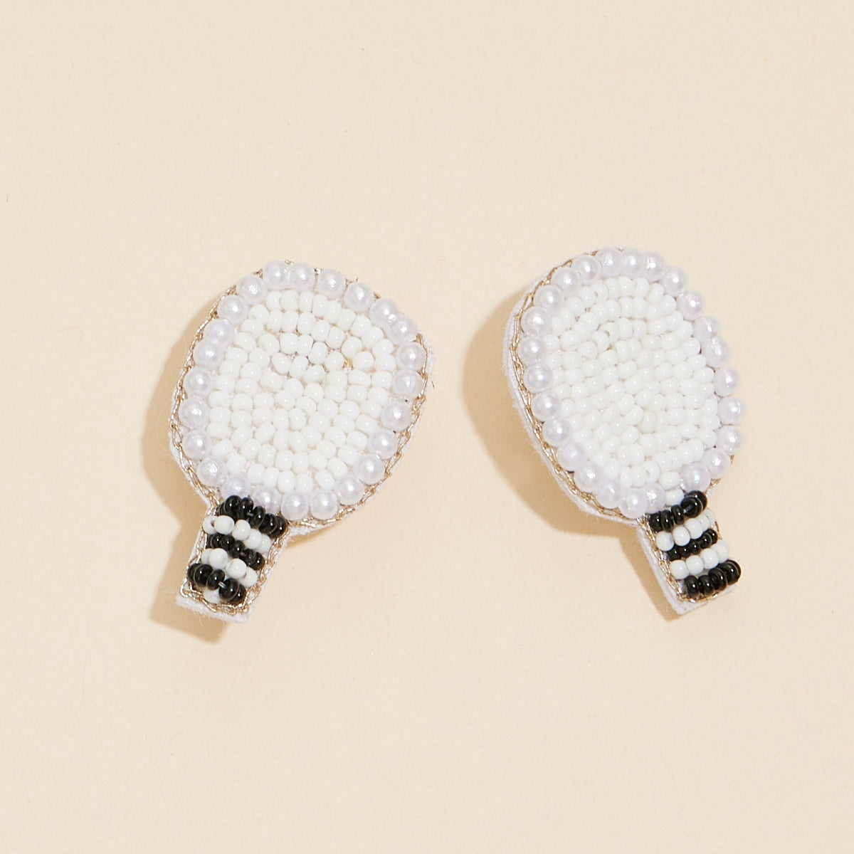 Table Tennis Rocket Seed Beaded Earrings