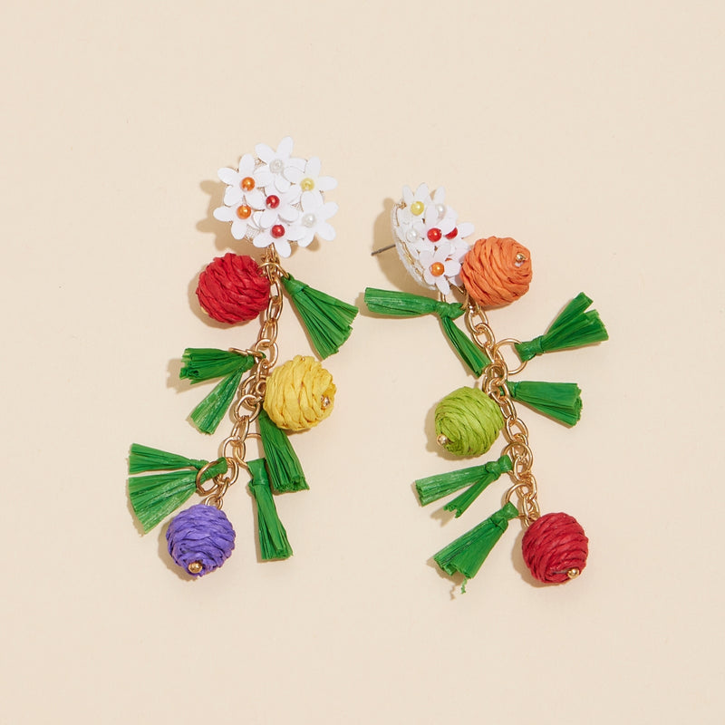 Sea Life Floral Seed Beaded Earrings