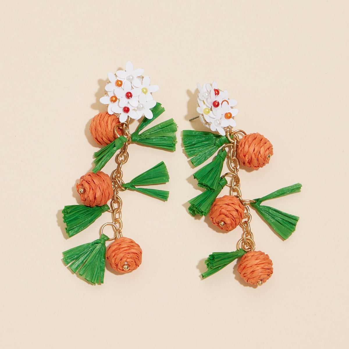 Sea Life Floral Seed Beaded Earrings