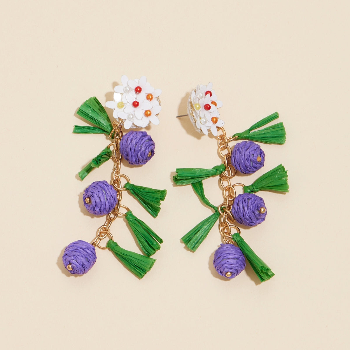 Sea Life Floral Seed Beaded Earrings