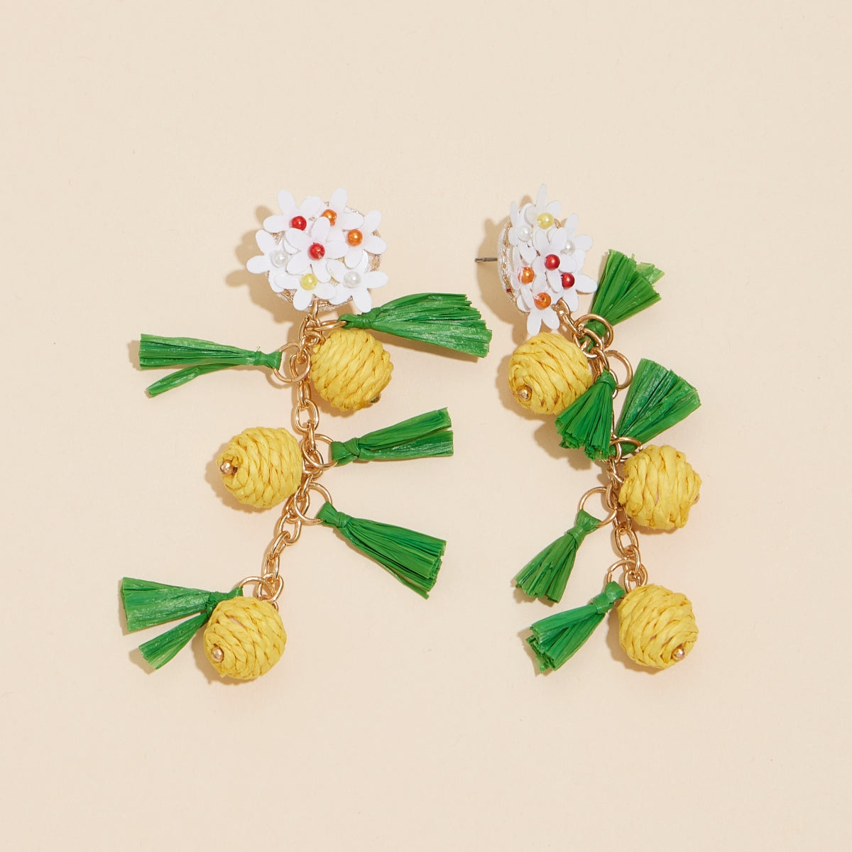 Sea Life Floral Seed Beaded Earrings