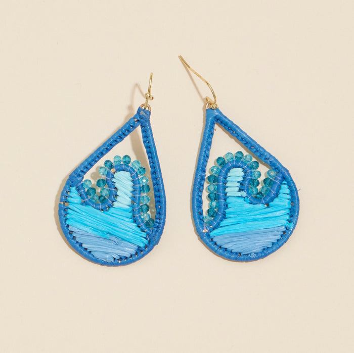 Sea Waves Raffia Tear Drop Earrings