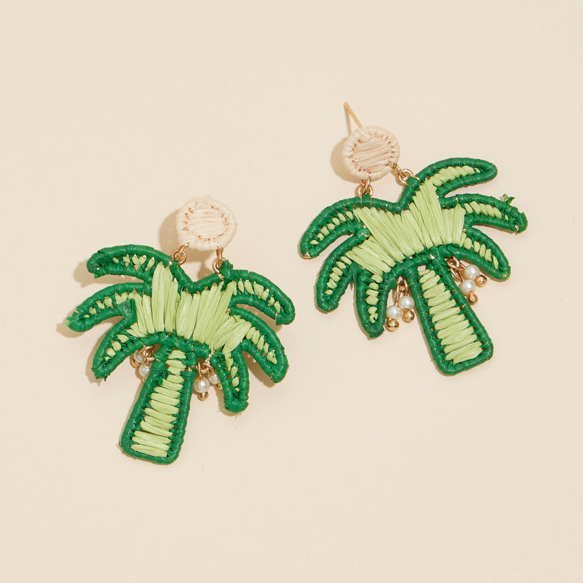 Palm Tree Raffia Dangling Earrings