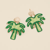 Palm Tree Raffia Dangling Earrings