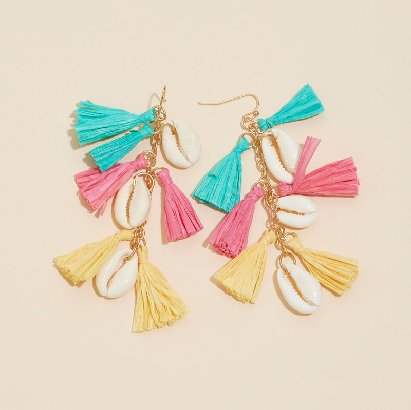 Shell & Fringes Dangling Earrings