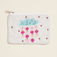 Beaded Heart Rain Cloud Zip Pouch – Whimsical & Sparkly Clutch