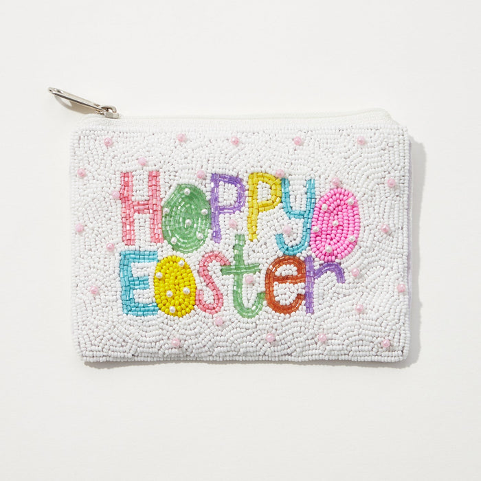 Multi Colored Happy Easter Seed Bead Coin Pouch