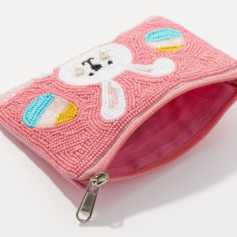 Cute Bunny Easter Seed Bead Coin Pouch