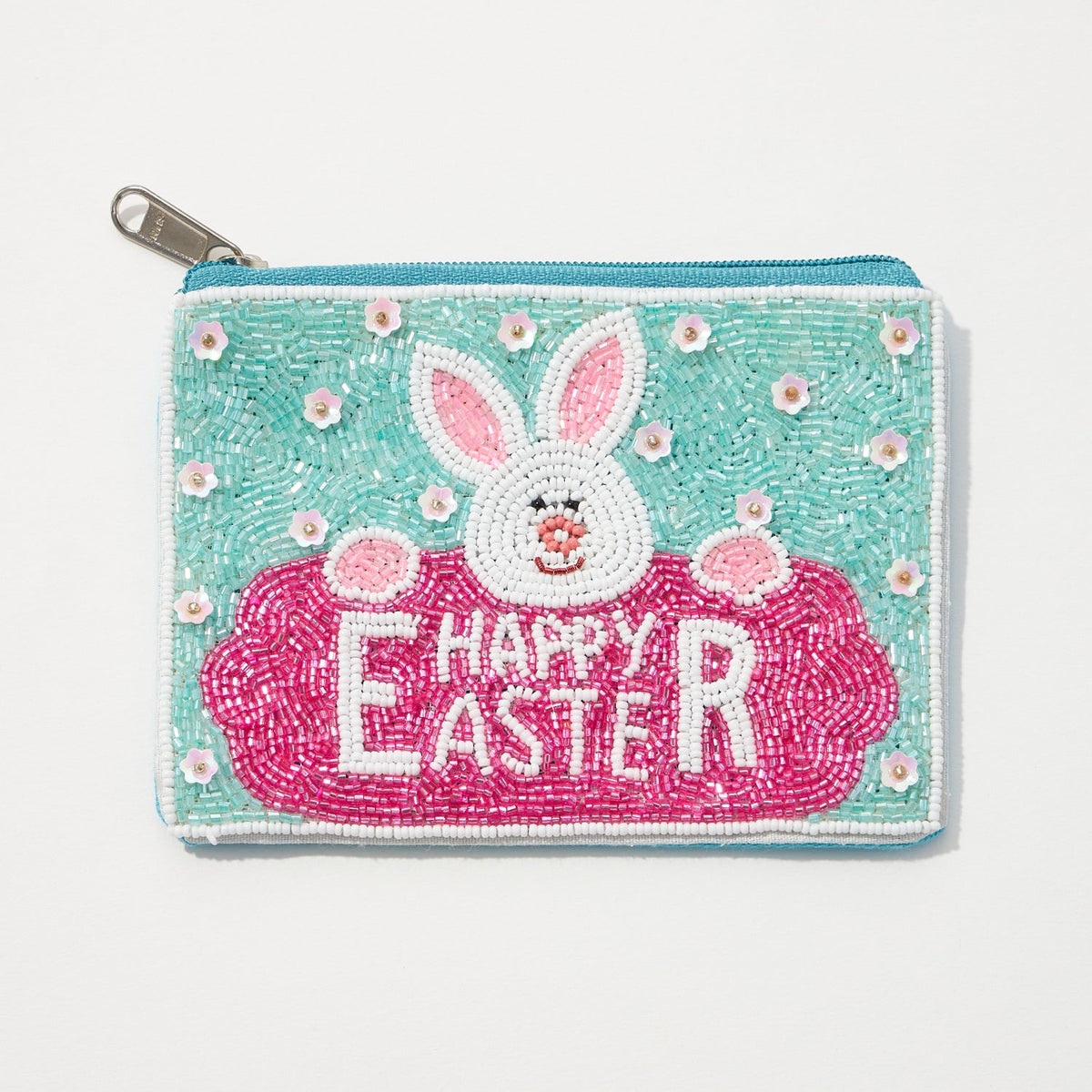 Happy Bunny Happy Easter Seed Bead Coin Pouch