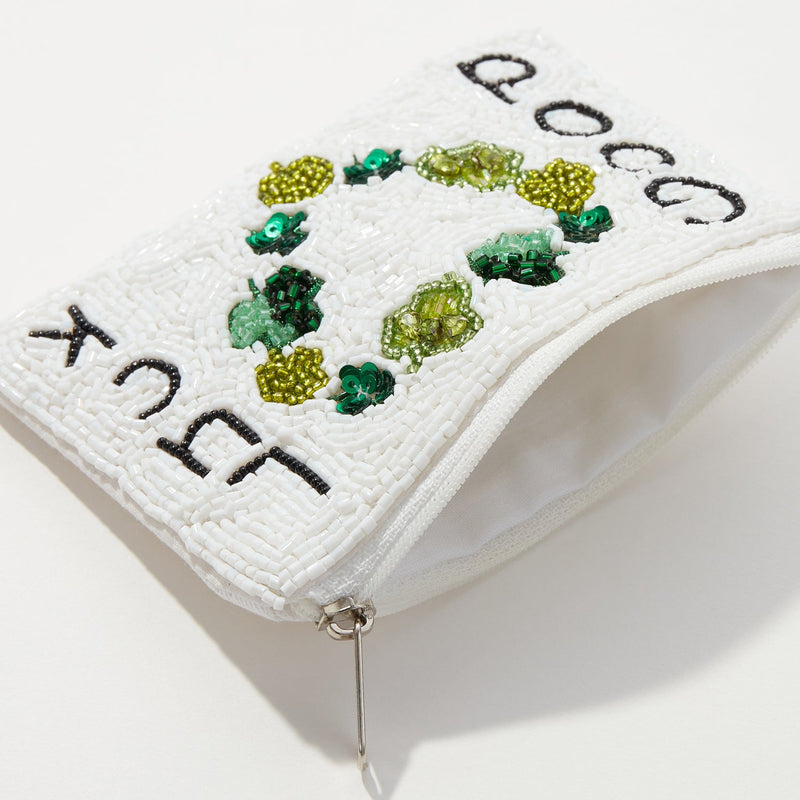 "Good Luck" Bead Coin Pouch for St. Patrick's Day