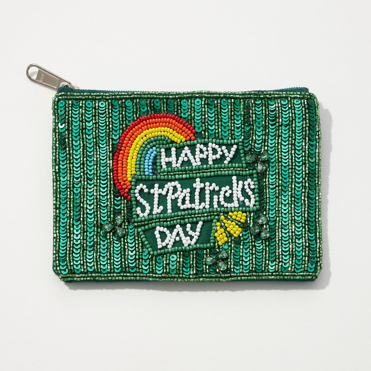 Happy St. Patrick's Day Beaded Coin Pouch