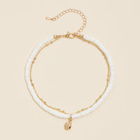 Shell Charm Beaded Layered Anklet