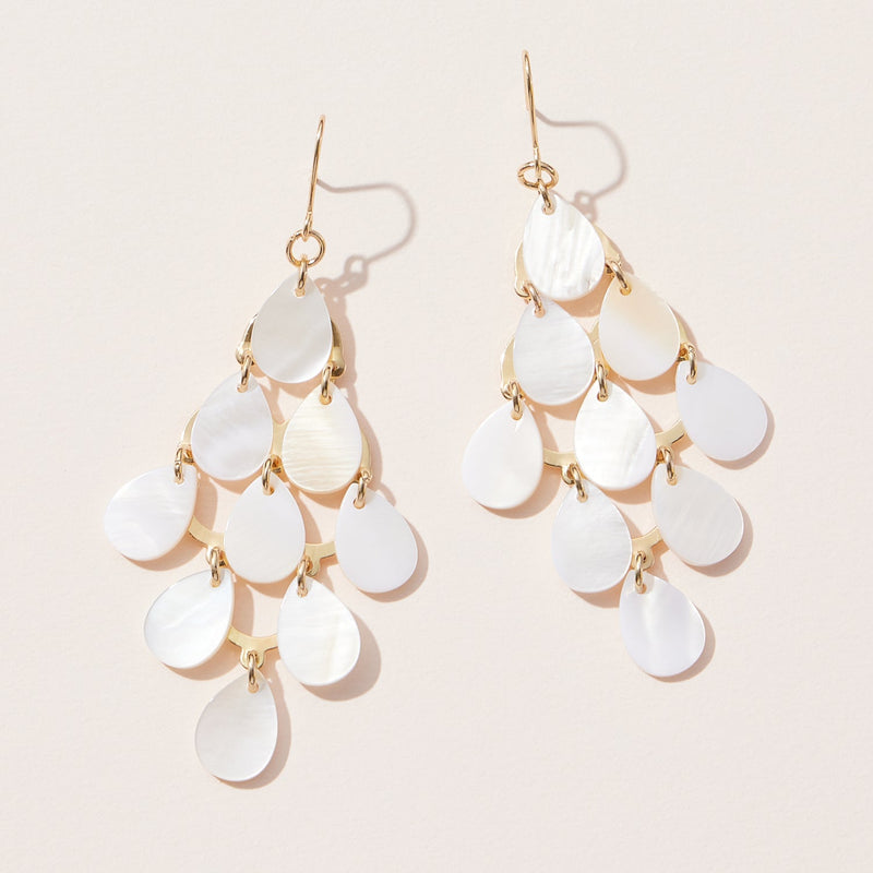 Tear Drop Mother of Pearl Dangling Earrings